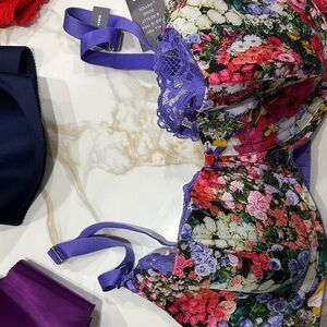 Cacique Purple Floral Lace Bra